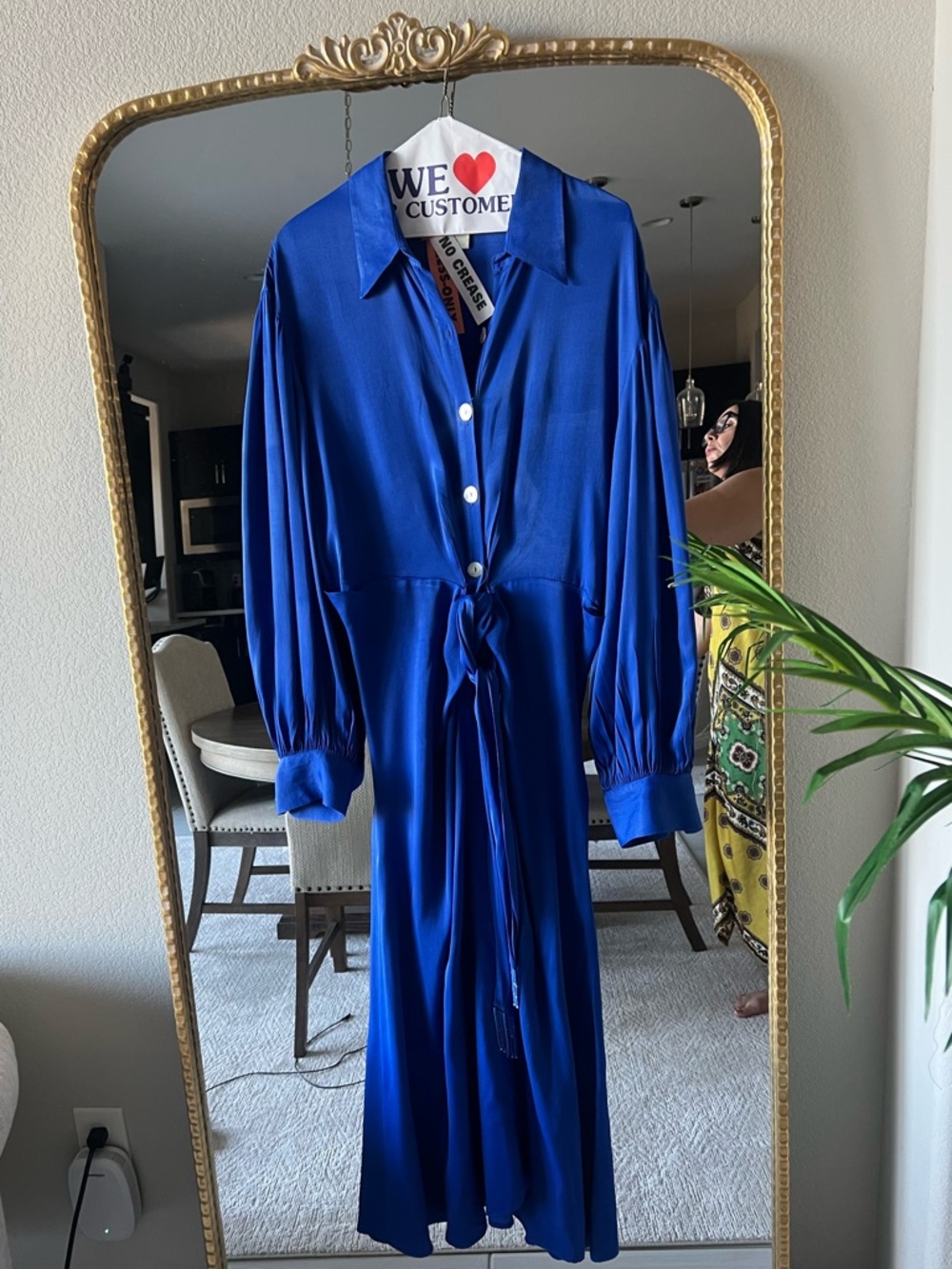 FARM Rio Cobalt Blue Tie-Waist Long Sleeve Midi Dress - Picture 2 of 3